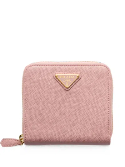 Prada Small Saffiano-leather Wallet In Pink