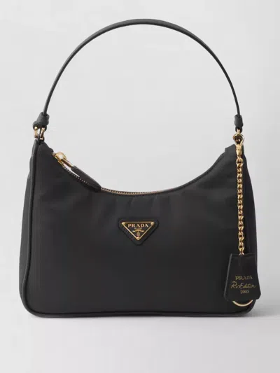 Prada Small Shoulder Bag Adjustable Strap Chain Detail In Black