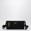 Prada Small Re-nylon And Leather Shoulder Bag With Padlock In Black