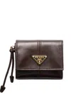 Prada Small Snap-closure Leather Wallet In Brown