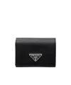 Prada Triangle Logo Leather Wallet In Black
