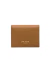 Prada Logo-debossed Leather Wallet In Brown