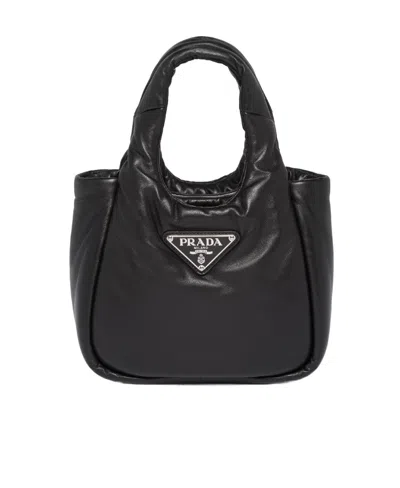 Prada Mini Padded Nappa-leather  Soft Handbag In Nero 1