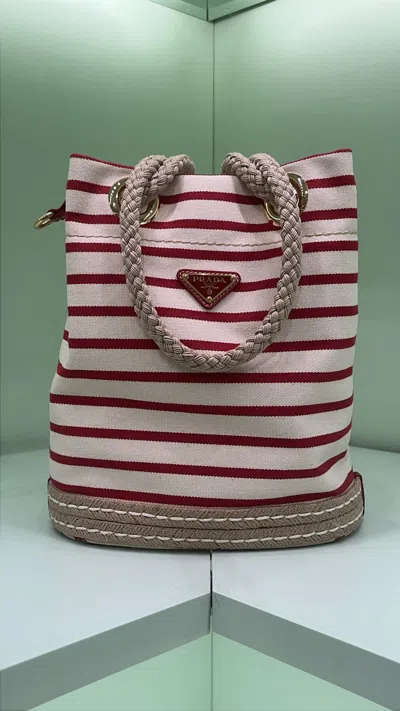 Prada Small Striped Bucket Bag In Multicolor