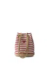 Prada Small Striped Bucket Bag In Neutrals