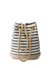 Prada Small Striped Bucket Bag In White
