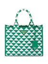 Prada Embroidered Fabric Small Symbole Shopping Bag In Grün