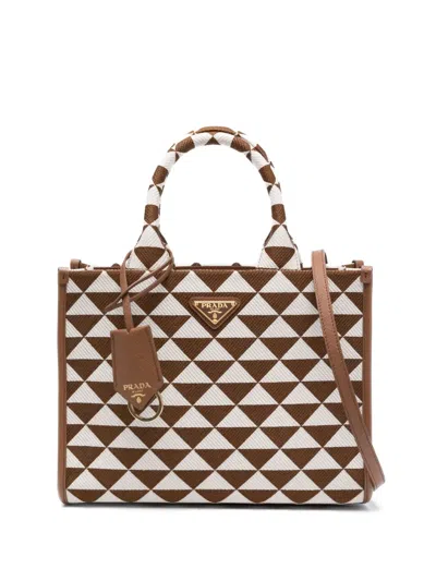 Prada Symbole Small Box Tote Bag In Corda Talco