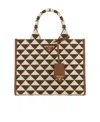 Prada Small Symbole Embroidered Fabric Handbag In Brown