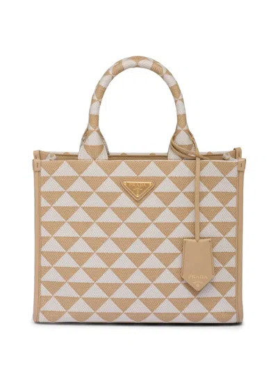 Prada Small Symbole Jacquard Bag In Neutrals