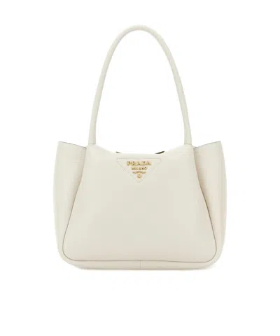 Prada Small Top-handle Tote Bag In White