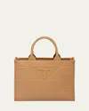 Prada Small Triangle-embossed Shopper Tote Bag In Caramel X