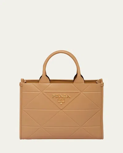 Prada Small Triangle-embossed Shopper Tote Bag In Caramel X