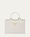 Prada Small Triangle-embossed Shopper Tote Bag In F0009 Bianco