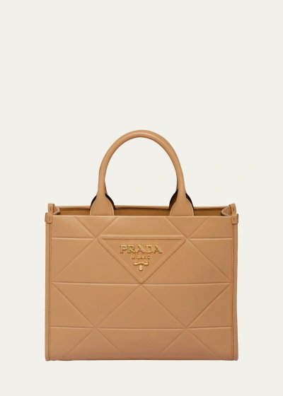 Prada Small Triangle-embossed Shopper Tote Bag In F03oe Caramel X