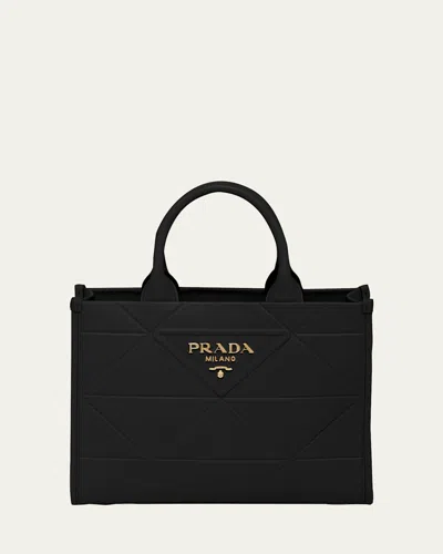 Prada Small Triangle-embossed Shopper Tote Bag In Nero