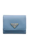 Prada Small Triangle-logo Leather Wallet In Blue