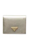 Prada Small Triangle-logo Leather Wallet In Brown