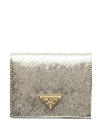 Prada Small Triangle-logo Leather Wallet In Brown