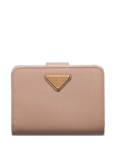 Prada Powder Saffiano Leather Small Continental Wallet Women In Pink