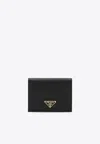Prada Small Triangle Logo Wallet In Saffiano Leather In Black