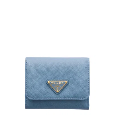 Prada Small Triangle-logo Leather Wallet In Pink