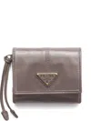 Prada Small Triangle-logo Wallet In Brown