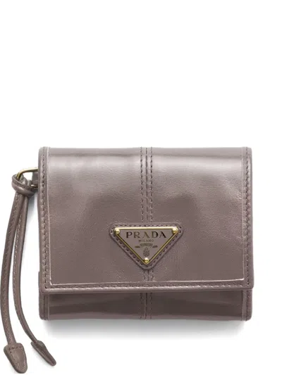 Prada Small Triangle-logo Wallet In Brown