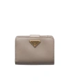 Prada Small Triangle-logo Zip Wallet In Brown