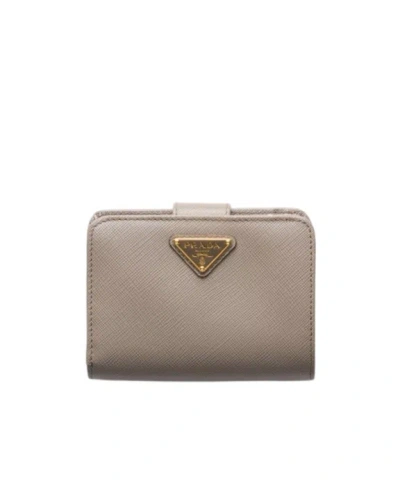 Prada Small Triangle-logo Zip Wallet In Brown