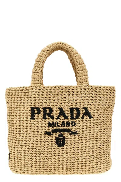 PRADA PRADA SMALL WOVEN FABRIC SHOPPING BAG