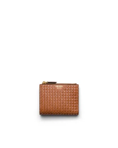 Prada Kleine Geldbörse Aus Madras-leder In Brown