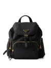 Prada Functional Backpack With Adjustable Straps And Pocket In Black