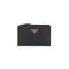 Prada Womens Black Brand-plaque Small Saffiano Leather Wallet In Black