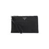 Prada Logo Plaque Zipped Wallet In Black