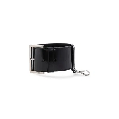 Prada Women Leather Wrist Strap In Black