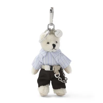 Prada Teddy Keychain Pendant With Metal Ring In Multi