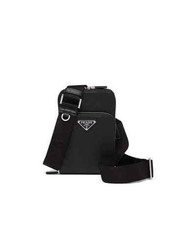 Prada Triangle-logo Panelled Smartphone Case In Black