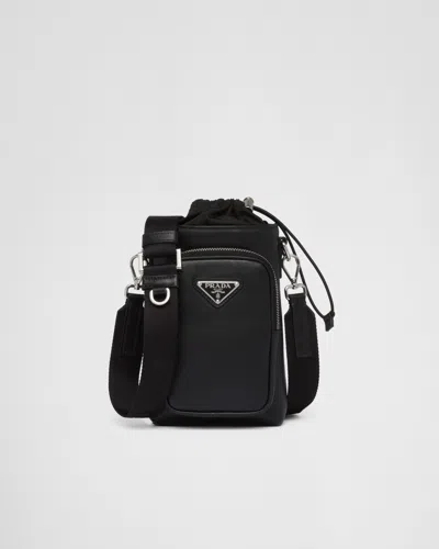 Prada Triangle-logo Panelled Smartphone Case In Black