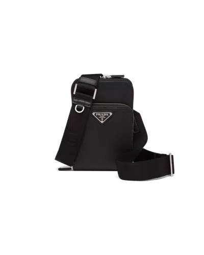 Prada Triangle-logo Panelled Smartphone Case In Black