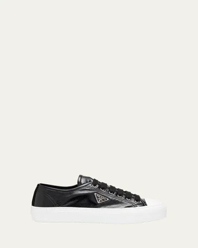 Prada Smash Naplak Leather Triangle Logo Low-top Sneakers In Black