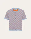Prada Smocked Knit Diamond-embroidered Top In F0012 Cielo