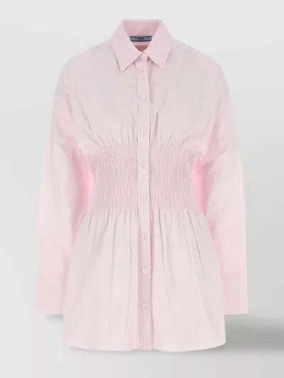 Prada Smocked Waist Long Sleeves Tote Bag In Pink