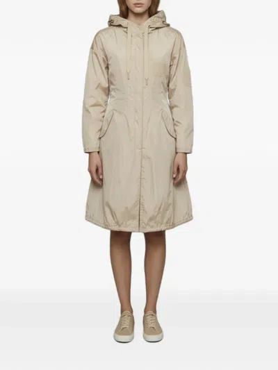 Pre-owned Prada Smocked Zip-up Raincoat In Neutrals