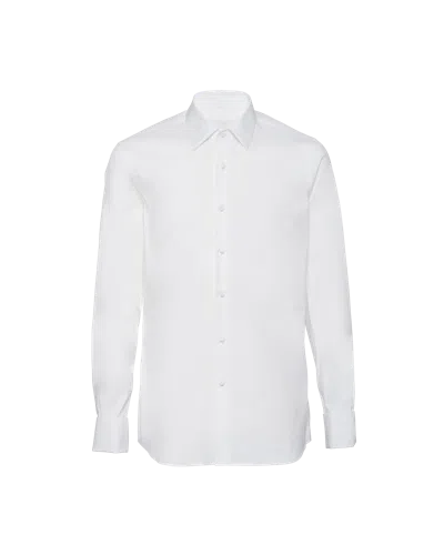 Prada Stretch Poplin Tuxedo Shirt In White