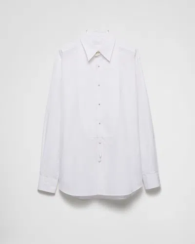 Prada Smoking Poplin Shirt For Men - Ss25 Collection In White