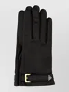 Prada Smooth Finish Leather Gloves In Black