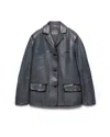 Prada Smooth Leather And Suede Jacket In Anthrazitgrau