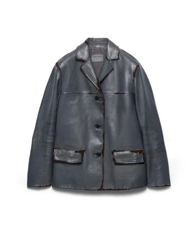 Prada Smooth Leather And Suede Jacket In Anthrazitgrau
