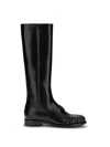 Prada Smooth Leather Boots In Black
